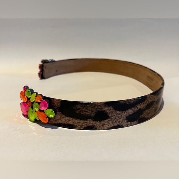 Roberto Cavalli Animal Print Leather and Multicolor Jewel Open Cuff Belt. - Picture 7 of 10